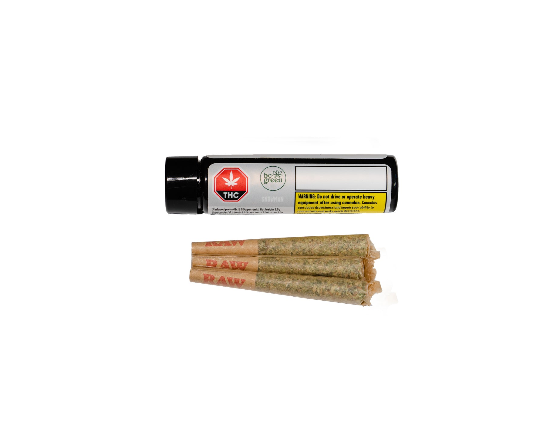 BC Green-Snowman Infused pre rolls
