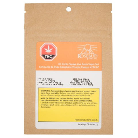 Rosebud- bc garlic papaya rosin vape 1g 2